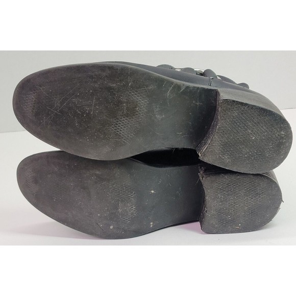 Steve Madden Black Leather Zip Ankle Boots Womens Size 7 Gothic Biker Ladies - Picture 11 of 16